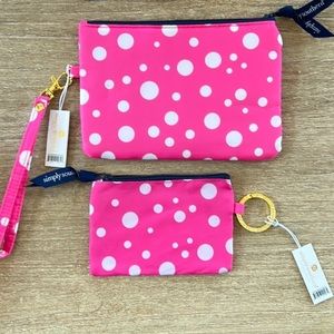 $15 SET Simply Southern Polka Dot Wristlet Phone Case & Pouch Wallet Key…